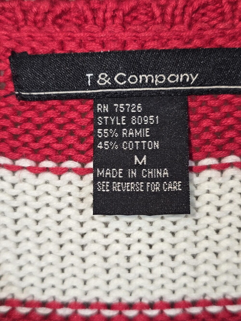T & Company American Flag Knit V-neck Cardigan Sweater Patriotic USA Size Medium - Picture 8 of 9